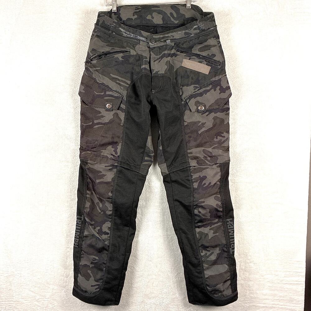 Triumph Motorcycle Pants Mens 36 Black Camo Cargo Moto Riding Trousers No Armor